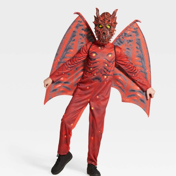 Hyde & Eek! | Red Dragon Overall Bodysuit Kids Halloween Costume - Picture 1 of 14